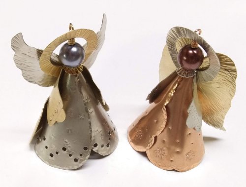 Judy Larson's Angel Ornament  - , Holiday Designs, Cutting, Cutting Tool, Cutters, Forging, Forging Jewelry, Jewelry Forging, How To Punch Holes, Hole Punching, Punch A Hole, Stamping, Stamps, Texturing, Pull the wire tightly up into the ornament body